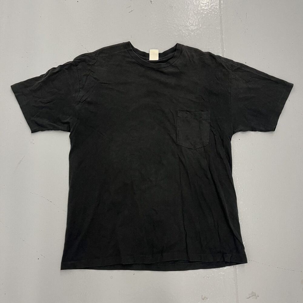 Vintage 90s Black Blank Cotton Pocket T-Shirt